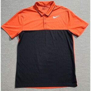 Nike Golf Mens‎ Dri-FIT Colorblock Polo Shirt Orange Black Size M